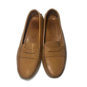 TOD'S Women's Leather Pebbling Outsoles Driving Shoes EU36.5/US6 Tan Brown Black